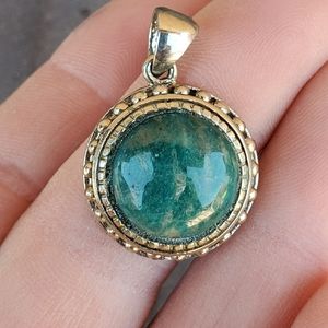 New Hemimorphite 925 Silver Round Pendant.